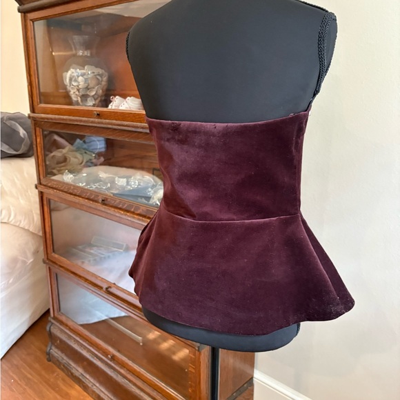 NWT Zara Burgundy Velvet Corset Top - Picture 3 of 6